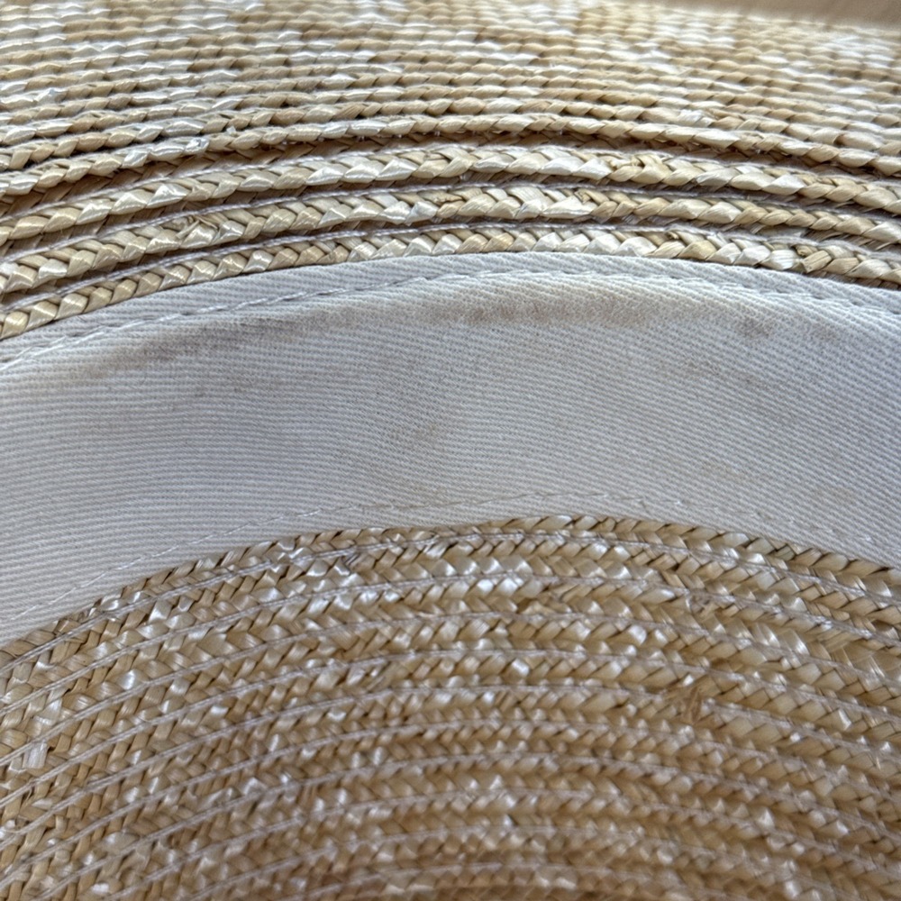 Lack of Color Spencer Straw Boater Hat Size Lg 59cm Wide Tan Beachy Oversized - Picture 8 of 9